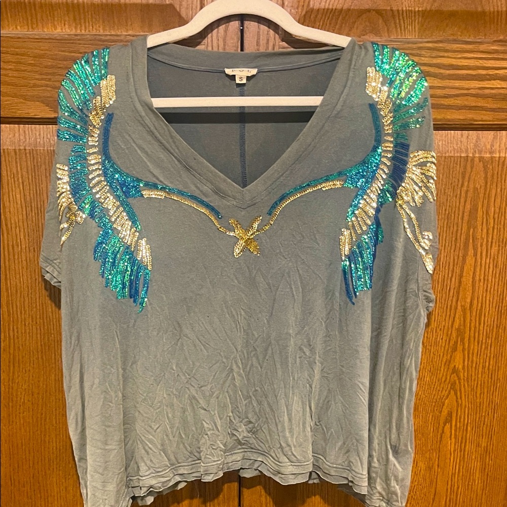POL Sequins Blue and Gold Top